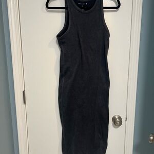 Crave Fame Black Ribbed Halter Bodycon Midi Dress